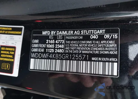 2016 Mercedes-Benz C 300 4Matic из США, поврежденный, VIN WDDWF4KB5GR125571